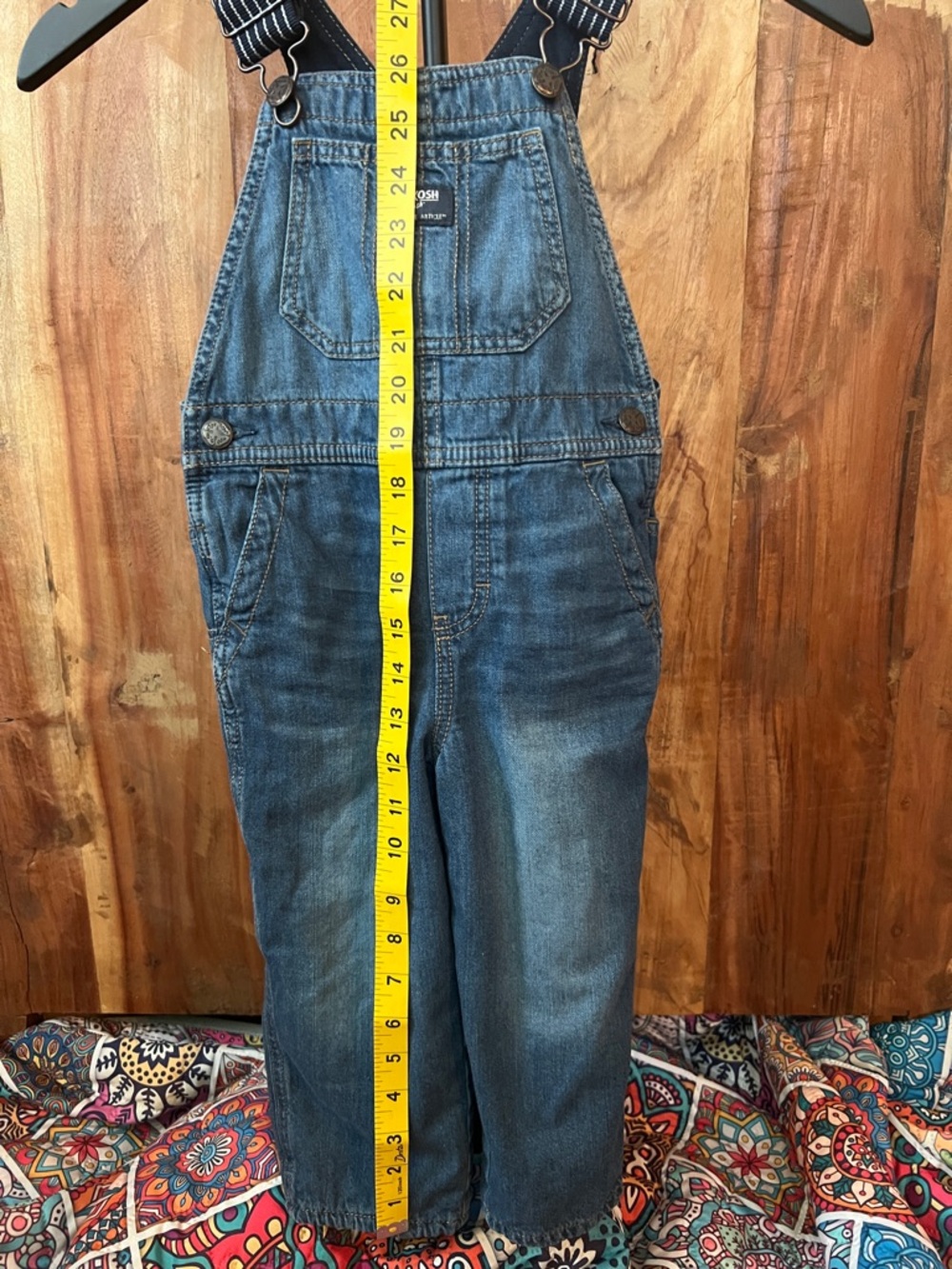 OshKosh B'gosh Blue Denim Men's Relaxed Jeans with Navy Striped Suspenders - Picture 4 of 6